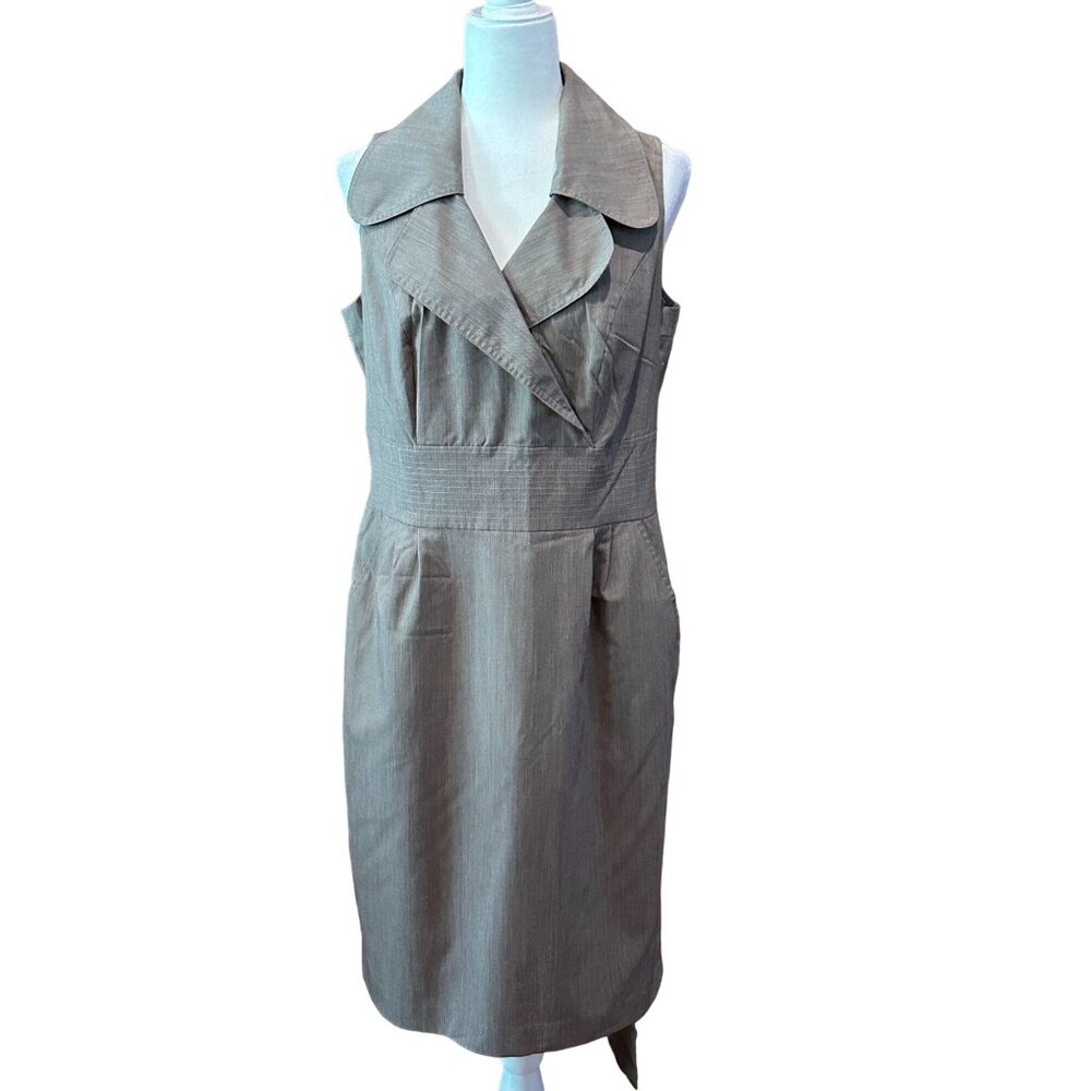 Worthington Womens Sleeveless Brown Gray Dress With Belt Size 14
